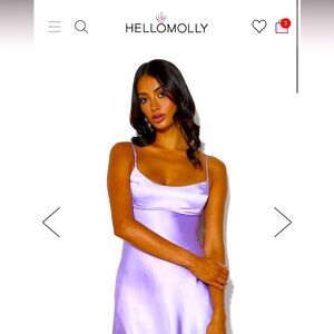 Famous fit satin mini dress lilac, size medium